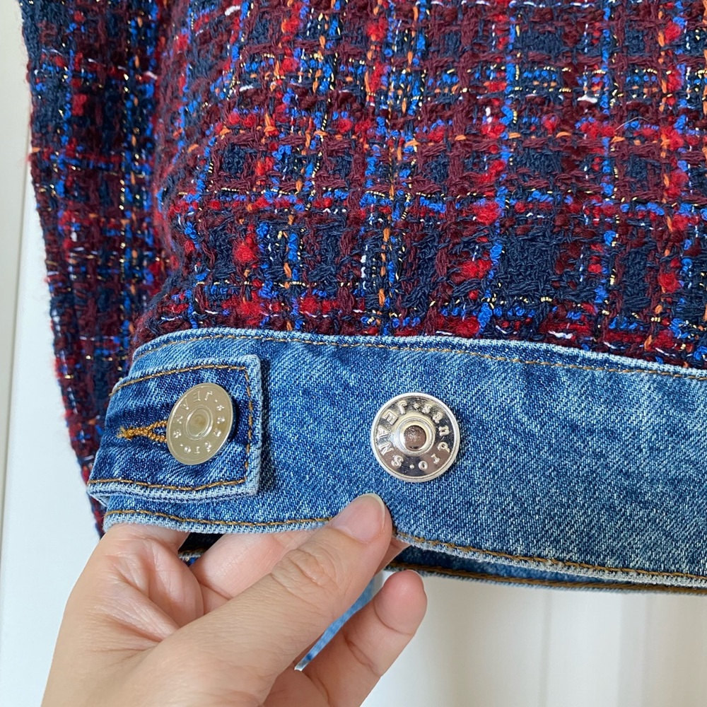 *SOLD* Sandro Chelsy Denim-Trimmed Tweed Jacket - Picture 11 of 12